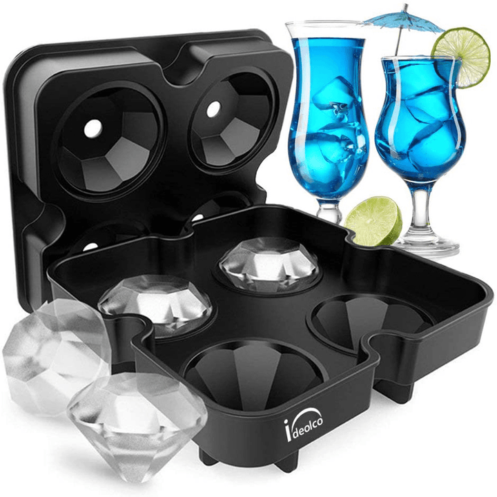 4 Grids Diamant Form Ice Cube Mold Ice Mold Maker Bar Party Silikon Ice Trays for Kitchen Storage Tool - MRSLM