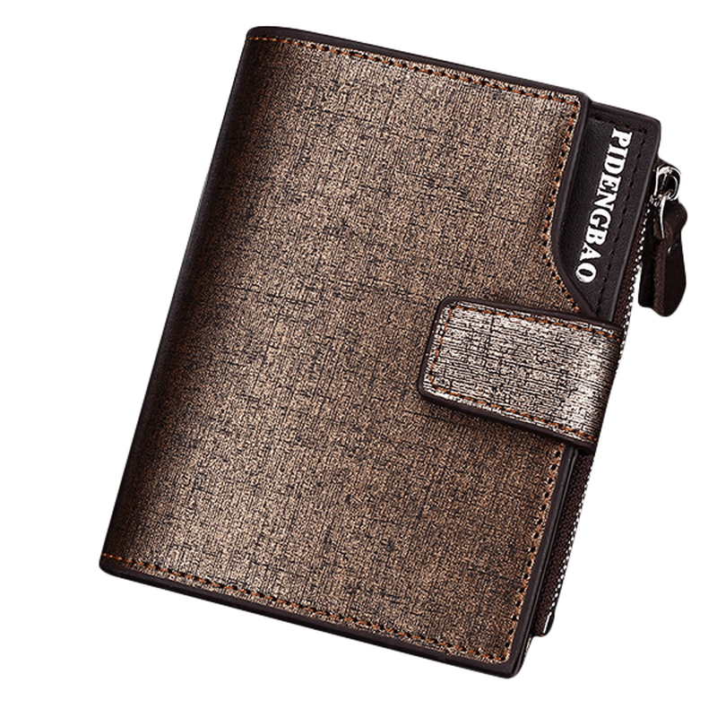 Men PU Leather Casual Wallet Hasp Zipper Credit Card Holder Coin Bag - MRSLM