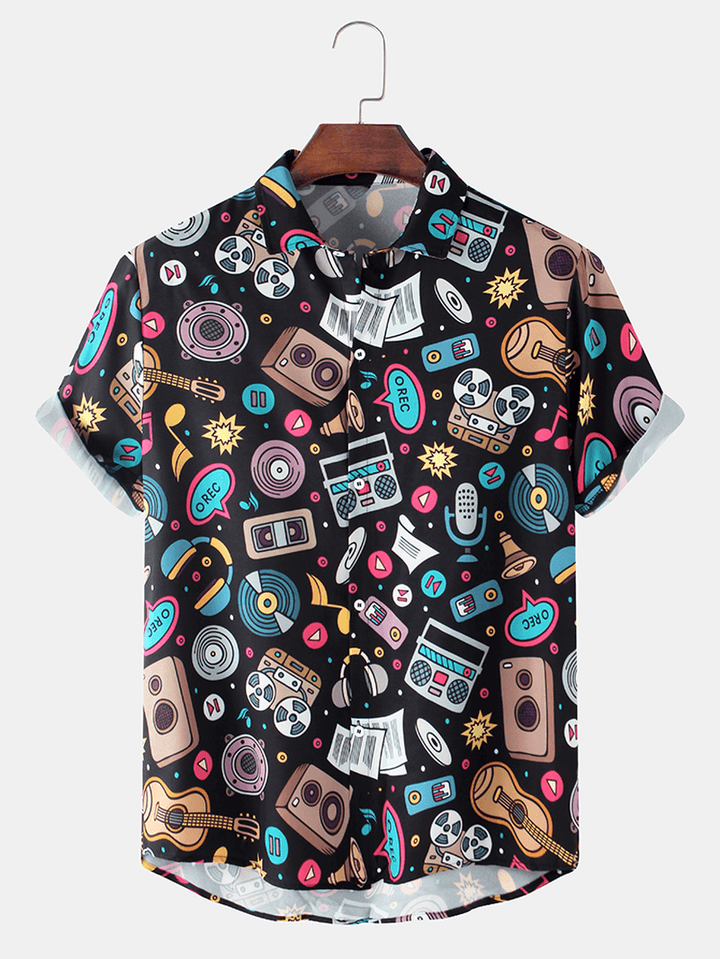 Mens Funny Multi Abstract Patterns Cartoon Short Sleeve Causal Shirts - MRSLM