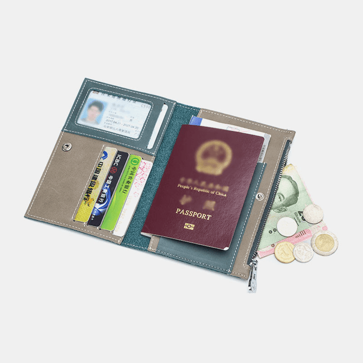 Women Genuine Leather Travel Anti-Theft Thin Passport Bag Wallet - MRSLM