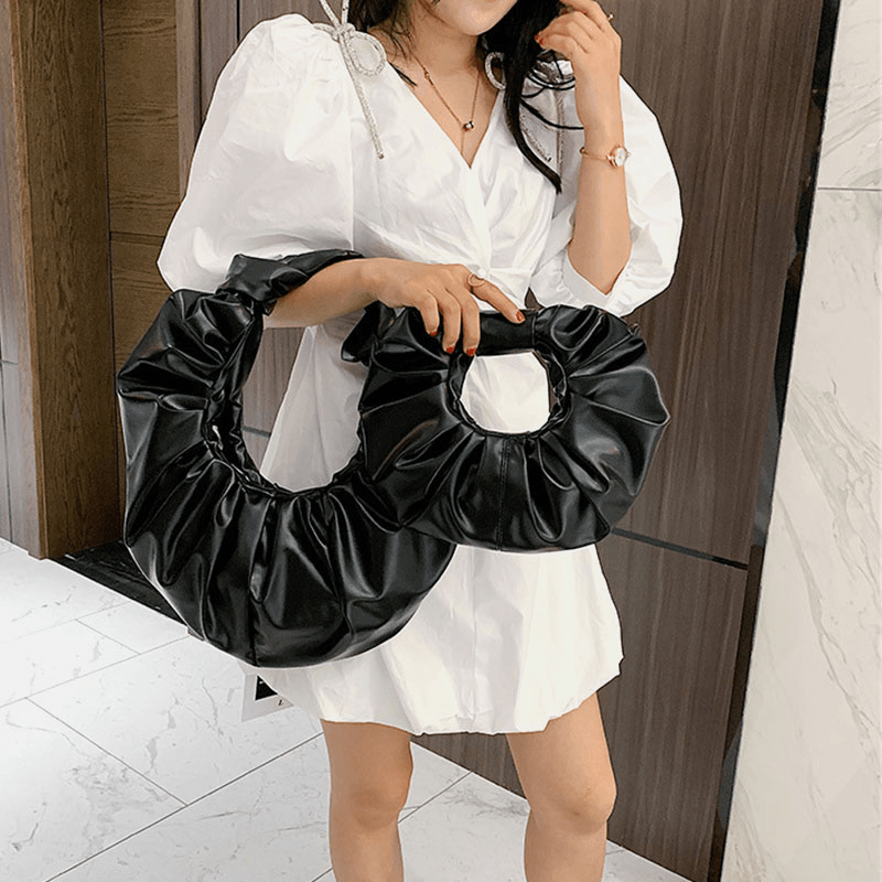 Women PU Leather Fashion Cloud Fold Handbag Shoulder Bag Tote Crossbody Bags - MRSLM