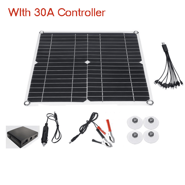 80W 12V Monocrystalline Solar Panel Charge Controller W/ Dual USB for Camping - MRSLM