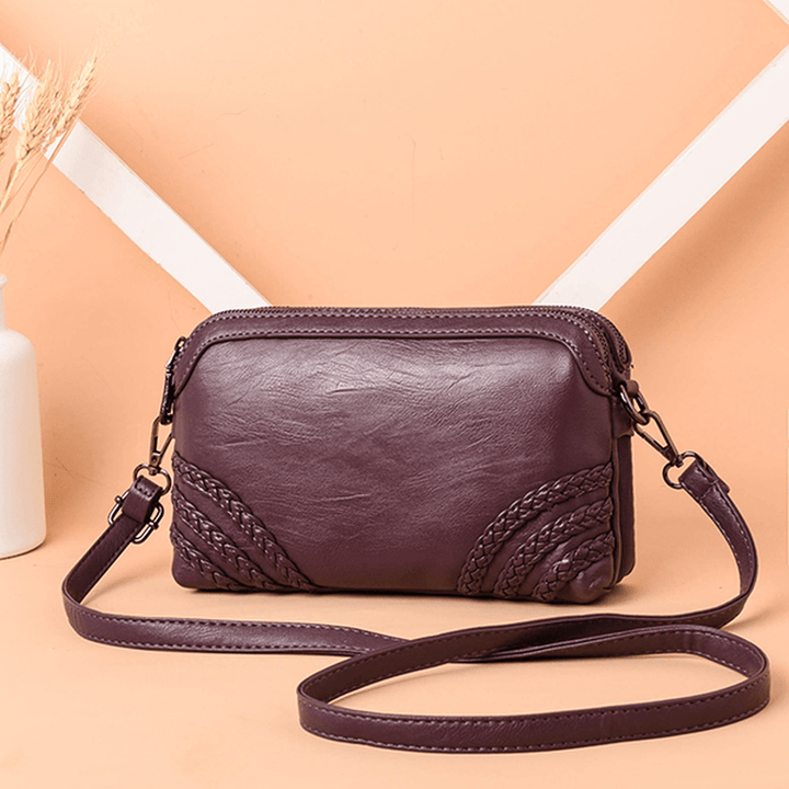 Women Vintage Soft Faux Leather Crossbody Bag - MRSLM