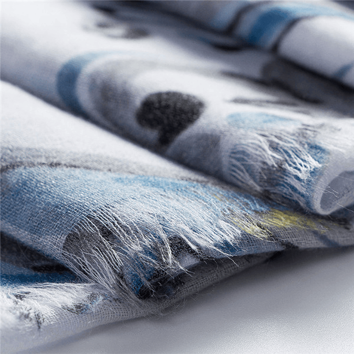 Linen Lightweight Watercolor Printting Scarf Soft Shawl - MRSLM