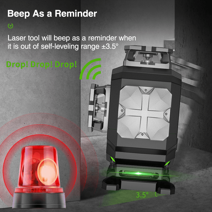 Huepar S04CG 16 Lines 4D Cross Line Laser Level Bluetooth & Remote Control Functions Green Beam with Hard Carry Case - MRSLM