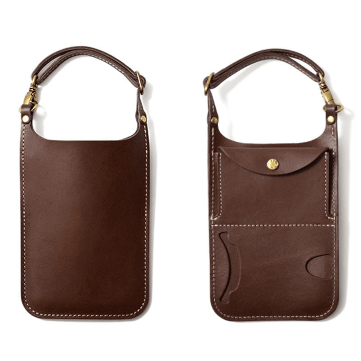 Genuine Leather Vintage Casual Carry 6.1 Inch Phone Bag Coin Bag Waist Bag for Men Women - MRSLM