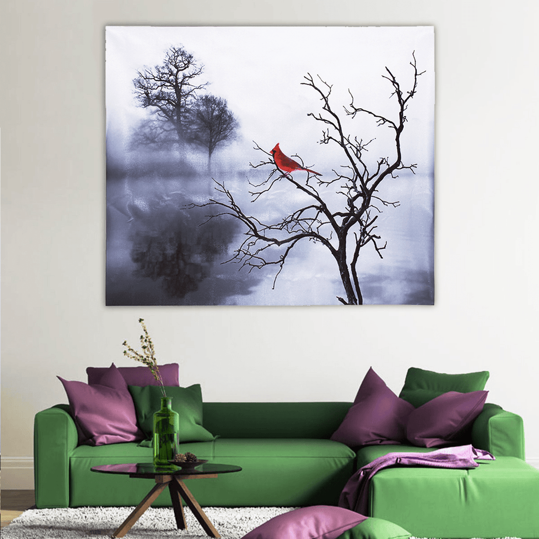 Modern Red Bird Tree Canvas Oil Printed Paintings Home Wall Art Decor Unframed Decorations - MRSLM