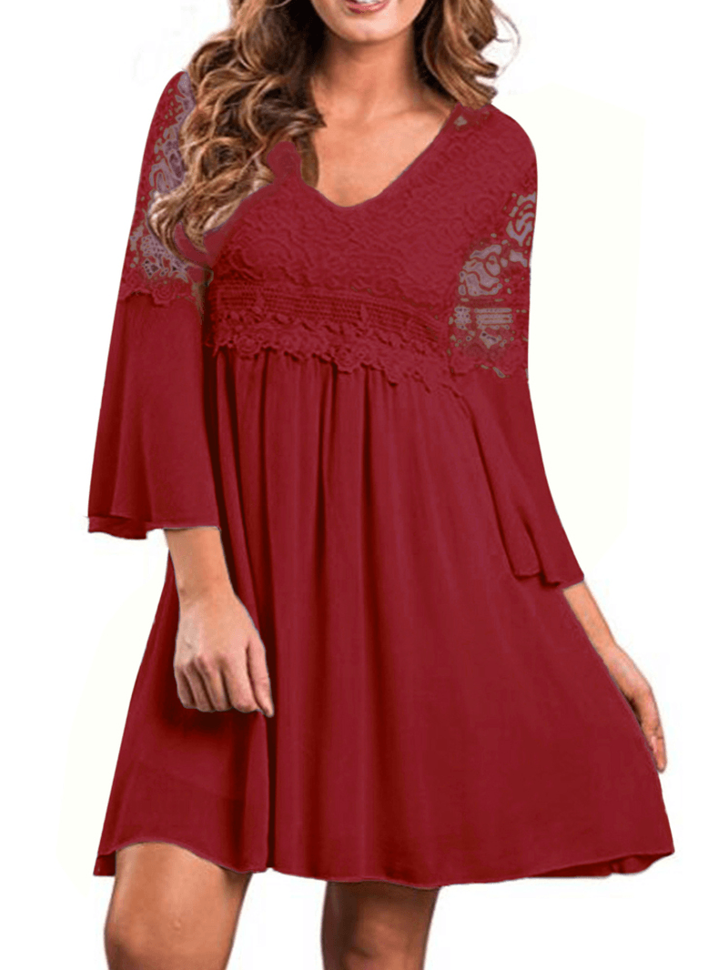 Lace Leisure Style Summer Holiday Loose Mini Dress - MRSLM