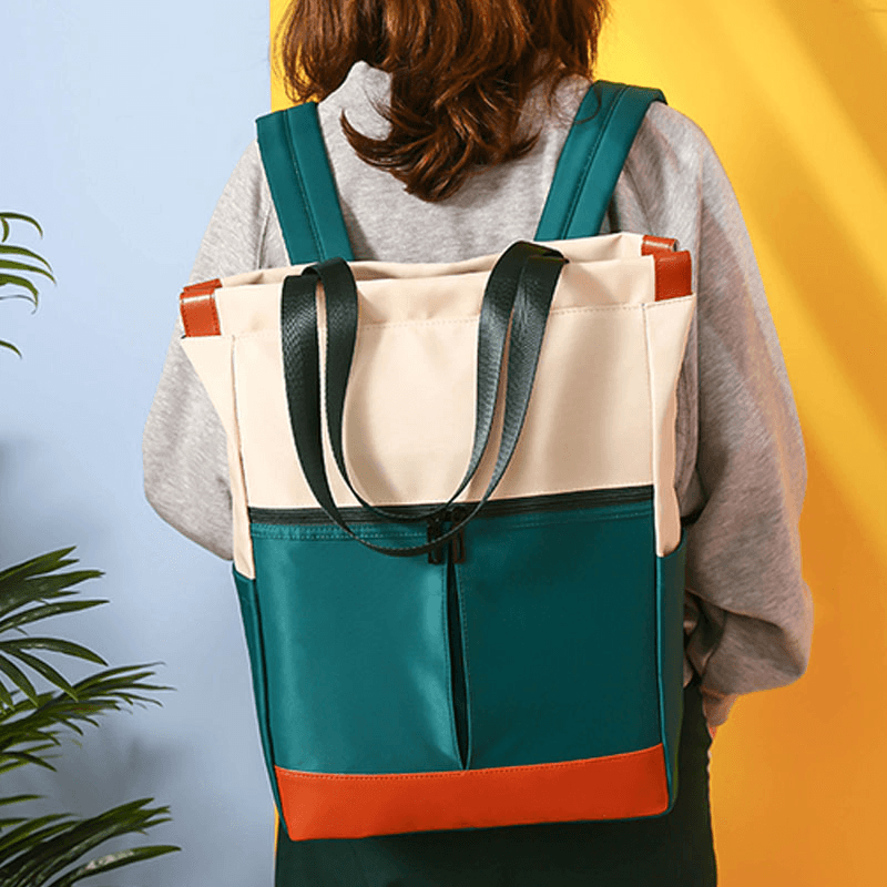 Women Multifunction Patchwork School Bag Waterproof Travel Backpack - MRSLM