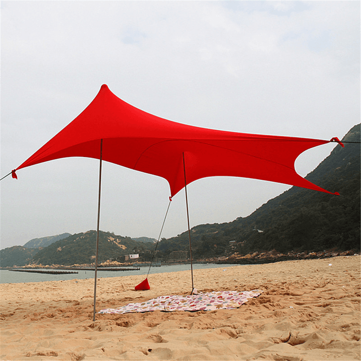 210X210X165Cm Outdoor Camping Tent Canopy with Sandbag Anchors Lightweight Sunshade Protection Beach Shelters - MRSLM