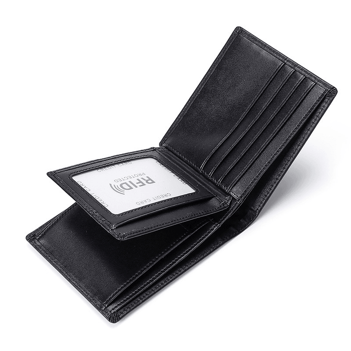 Men Genuine Leather Anti-Theft Multi-Slot Large Capacity Coin Bag Card Holder Wallet - MRSLM