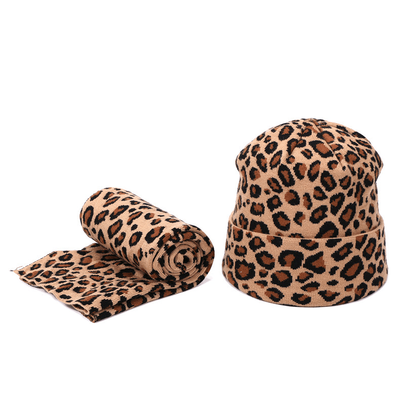 Leopard Spotted Knitted Woolen Hat and Scarf Set - MRSLM