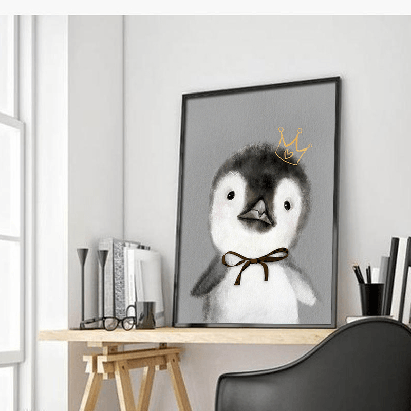 Miico Hand Painted Oil Paintings Cartoon Penguin Paintings Wall Art for Home Decoration - MRSLM