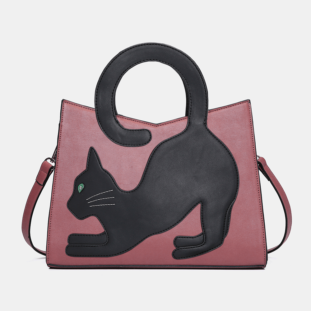 Women Fashion Cute Cat Pattern Patchwork Handbag - MRSLM