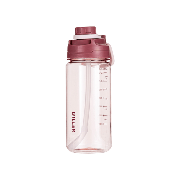DILLER 34Oz/68Oz 2000Ml Large Capacity Water Bottles with Detachable Straw Portable Outdoor Sport Cycling Travel Drink Kettle - MRSLM