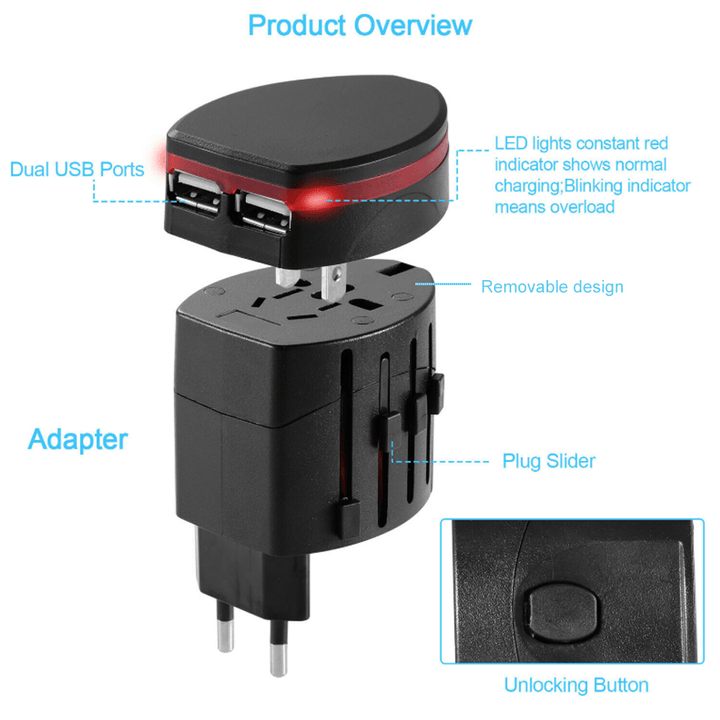 Global Universal Conversion Plug Adapter Multi-Function Conversion Socket USB Charger - MRSLM