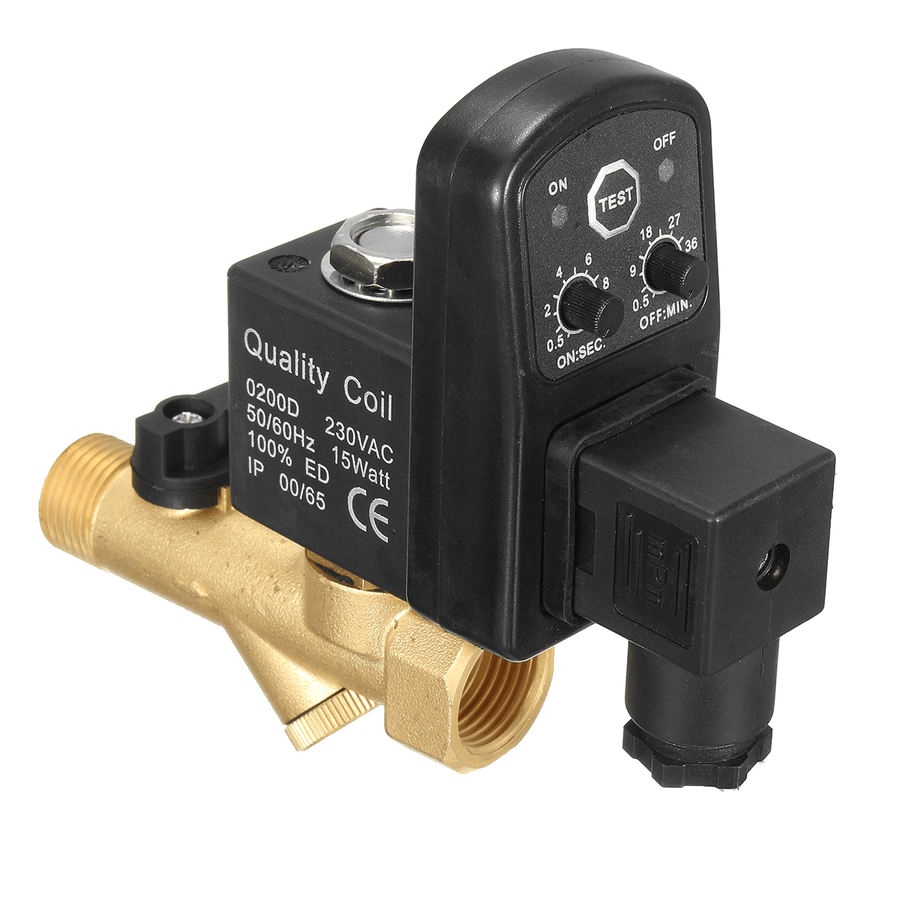 1/2" Automatic Electronic Drain Valve Electromagnetic Timed Air Compressed Electrotim Solenoid Valve - MRSLM