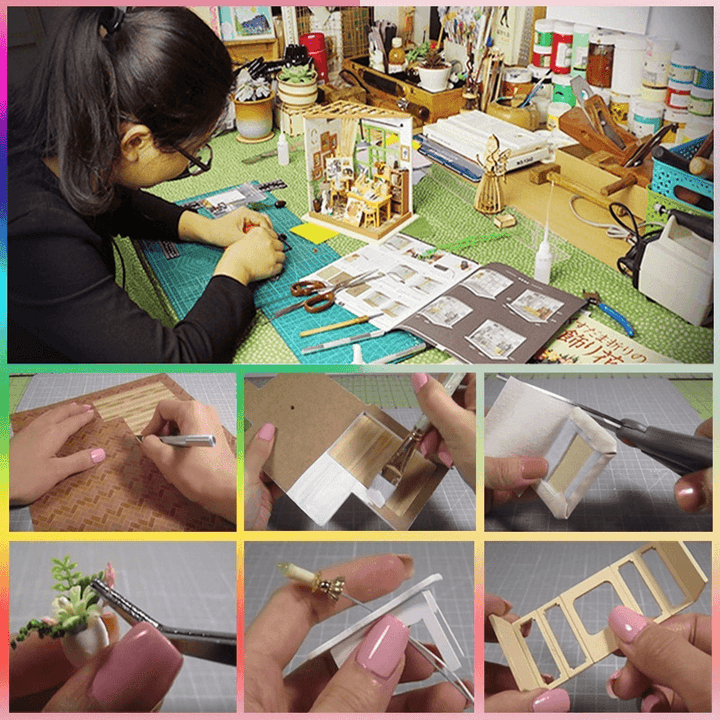 1:32 Wooden DIY Doll House Miniature Kits Handmade Assemble Toy with Furniture LED Light for Gift Collection Home Decor - MRSLM