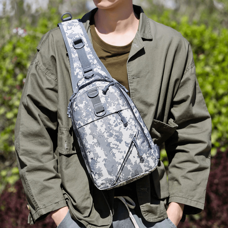 Men Camouflage Multi-Carry Tactical Fishing Travel Outdoor Chest Bag Shoulder Bag - MRSLM