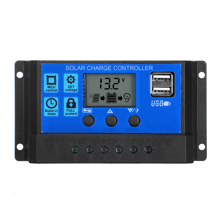 10/20/30A 12V-24V Solar Panel Battery Regulator Charge Controller USB LCD Charger - MRSLM