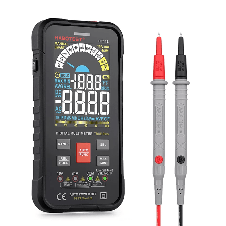 HABOTEST HT116 Digital Multimeter 9999 Counts True RMS Auto-Off NCV Universal Meter Voltmeter Ammeter Mulitiple Tester - MRSLM