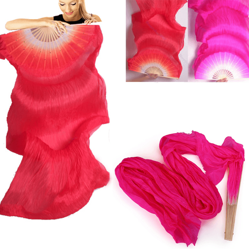 1.8M Lengthen Belly Dance Fan Imitated Silk Fabric Bamboo Fans Dance Dancing Performance Supplies - MRSLM