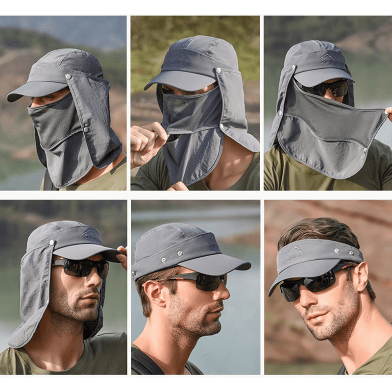 Collrown Sun Protection Cover Face Visor Outdoor Fishing Hat Summer Quick-Drying Cap Breathable Hat Baseball Cap - MRSLM