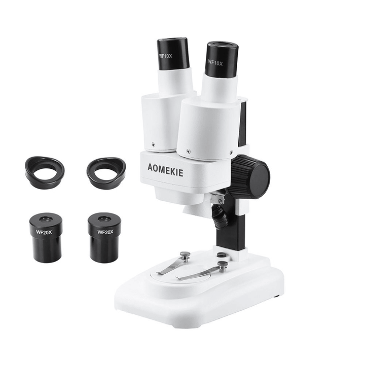AOMEKIE 20X/40X Binocular Stereo Microscope with LED for PCB Solder Mobile Phone Repair Mineral Specimen Watching HD Vision - MRSLM