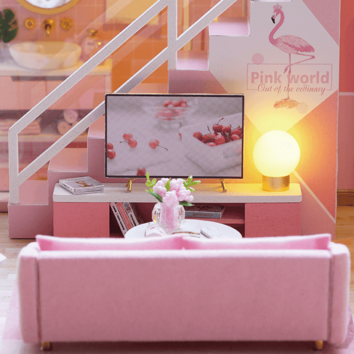 Cuteroom L027B DIY Cabin Meet the Little Beauty Handmade Loft Simple Apartment Doll House with Dust Cover Music Motor - MRSLM