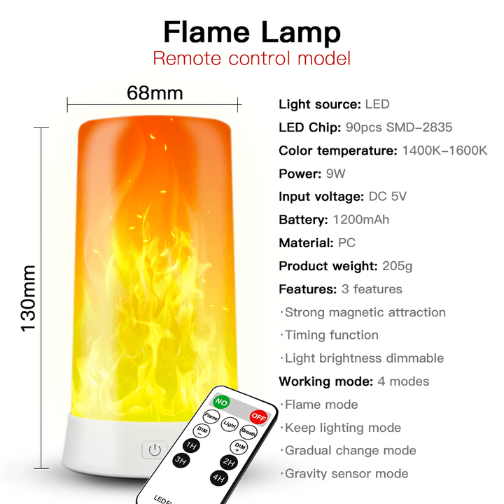 Flame Effect Light Decorative Table Lamp Night Light USB Charging Atmosphere Light for Restaurant Bar Bedroom Living Room - MRSLM