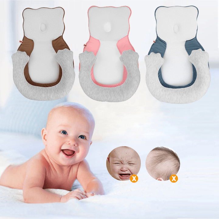 Baby Infant Newborn Folding Breathable Pillow Sleep Mat U Style Prevent Deviated Head Positioner - MRSLM