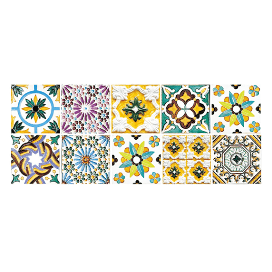 10 Pcs Morocco Tile Stickers Kitchen Bathroom Sticker Home Wall Decor Set - MRSLM