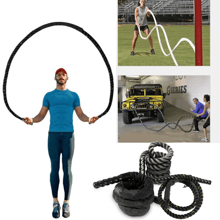 2.8M/3M Fitness Heavy Jump Rope 25Mm Diameter Weighted Battle Skipping Ropes Powerful Strength Training Ropes - MRSLM