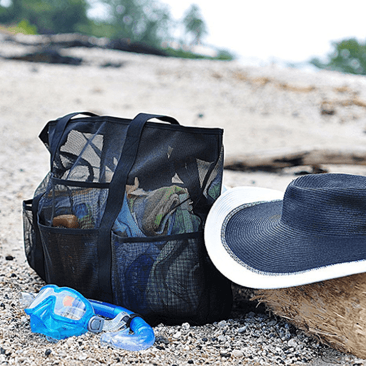 Outdoor Large Mesh Beach Bag Travel Shoulder Storage Bag Handbag Tote - MRSLM