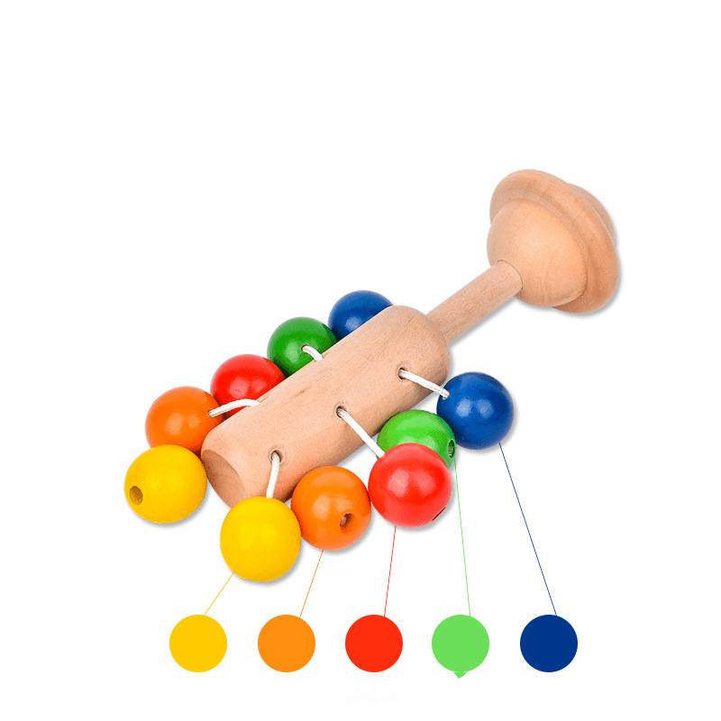 Wooden Rattles Rainbow Handbell Orff Musical Instruments - MRSLM