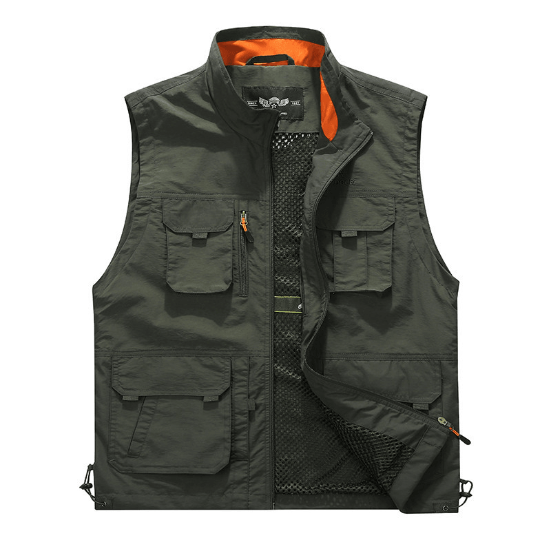 Outdoor Utility plus Size Multi Pockets Mesh Breathable Vest - MRSLM