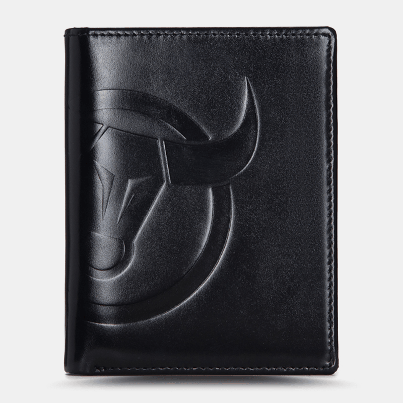 Men Horizontal Vertical Wallets Bifold RFID Anti-Theft Brush Multi-Card Slot Card Holder Money Clip Cowhide Wallets - MRSLM