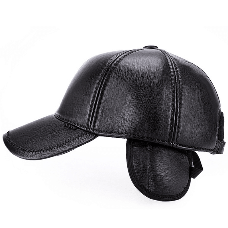 Ens Adjustable Earmuffs Artificial Leather Baseball Cap - MRSLM