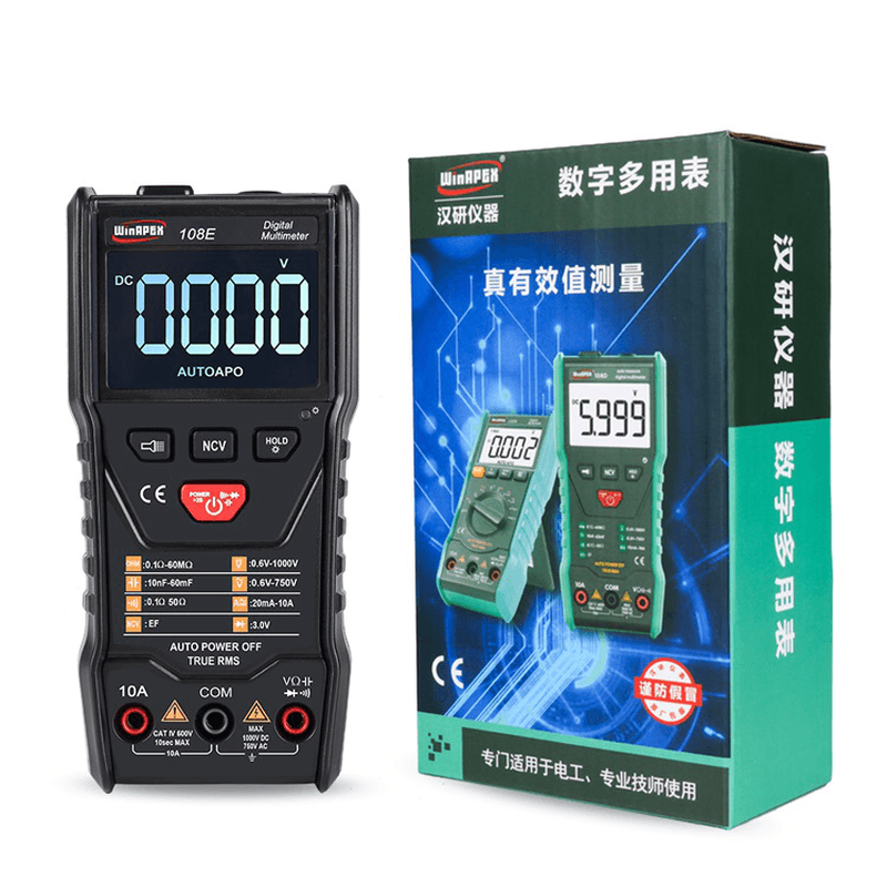 Winapex 108E 6000 Counts Automatic Scanning Ture RMS Digital Multimeter Automatic Identification Test AC/DC Voltage Current Resistance Continous Measurement - MRSLM