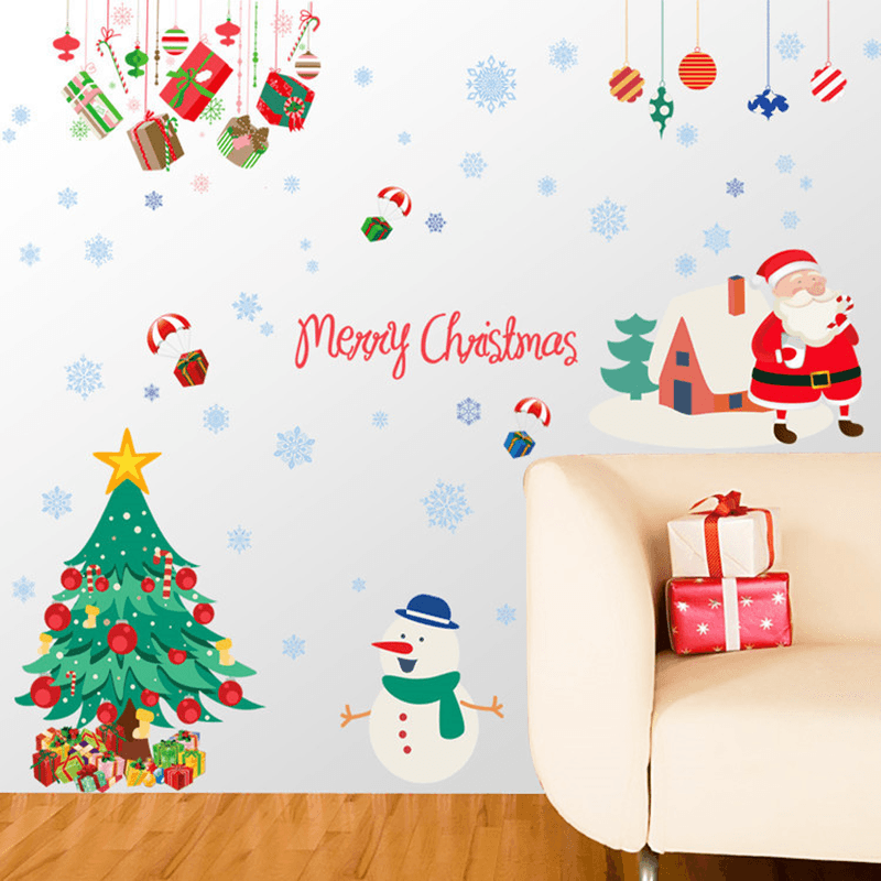 Miico ABQ9706 Christmas Sticker Cartoon Wall Stickers PVC Removable for Room Decoration Christmas Party - MRSLM