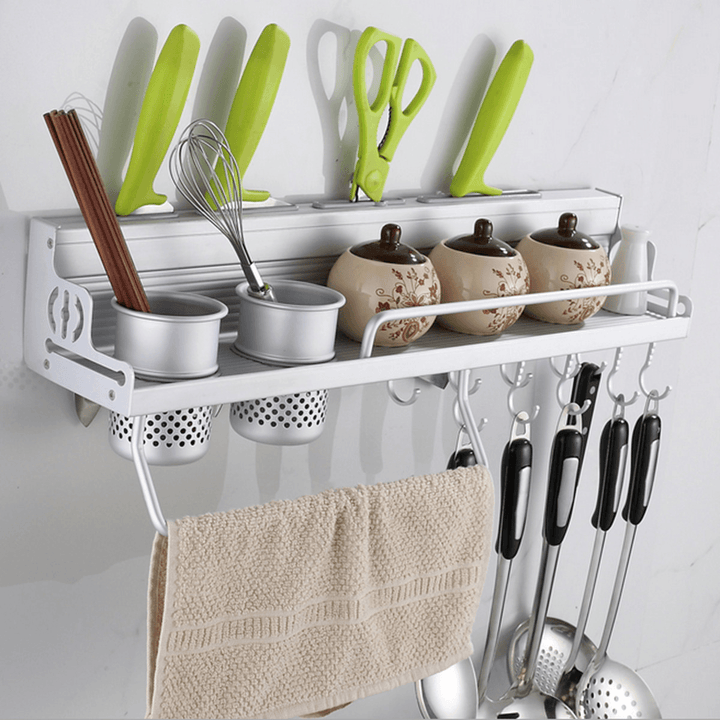 Multifunction Kitchen Pan Storage Rack Organizer Holder Hooks Spice Shelf - MRSLM