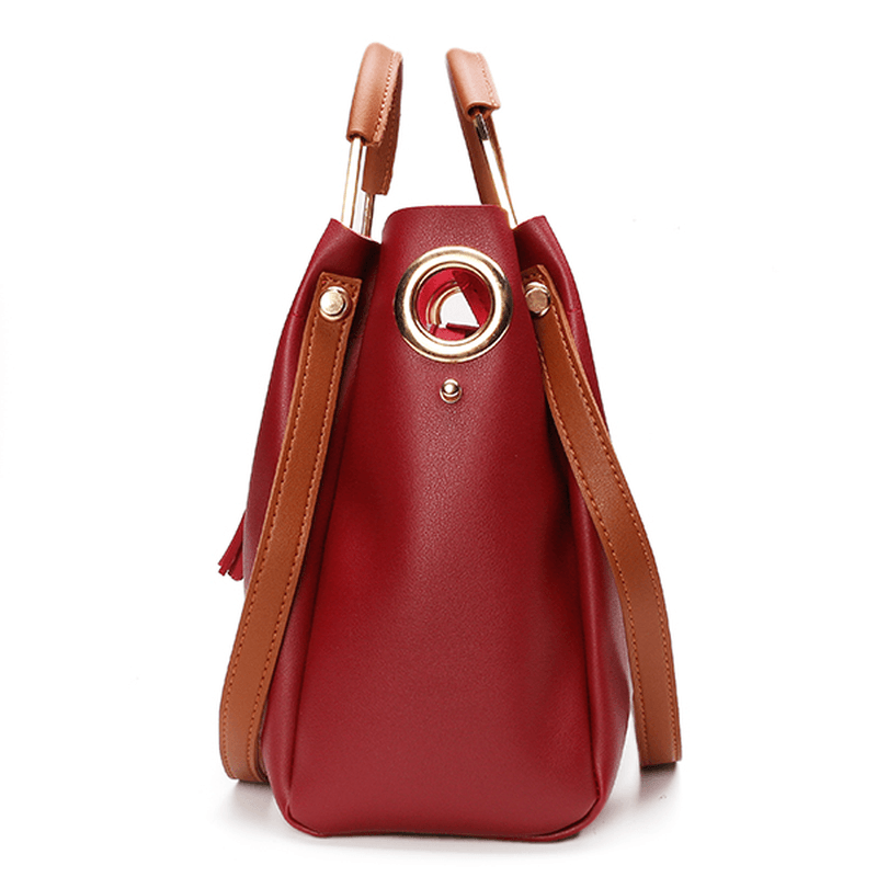 Women Pu Leather Tassels Handbag Casual Crossbody Bag - MRSLM