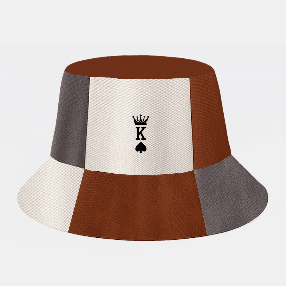 Unisex Square Plaid Color Matching Sunshade Hat Casual Wild Contrast Color Poker Pattern Bucket Hat - MRSLM