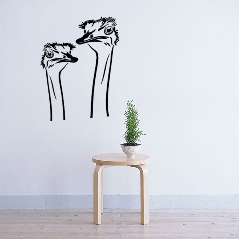 Honana a Pair of Ostrich Head DIY Wall Sticker Removable PVC Wall Decal Poster Home Wall Covering Decor Art Wallpaper Removable Wall Stickers - MRSLM