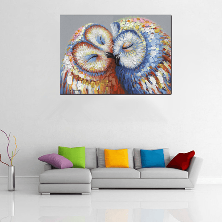 50*70CM Kissed Owl Couple Canvas Print Picture Wall Hang Art Home Wedding Decorations - MRSLM