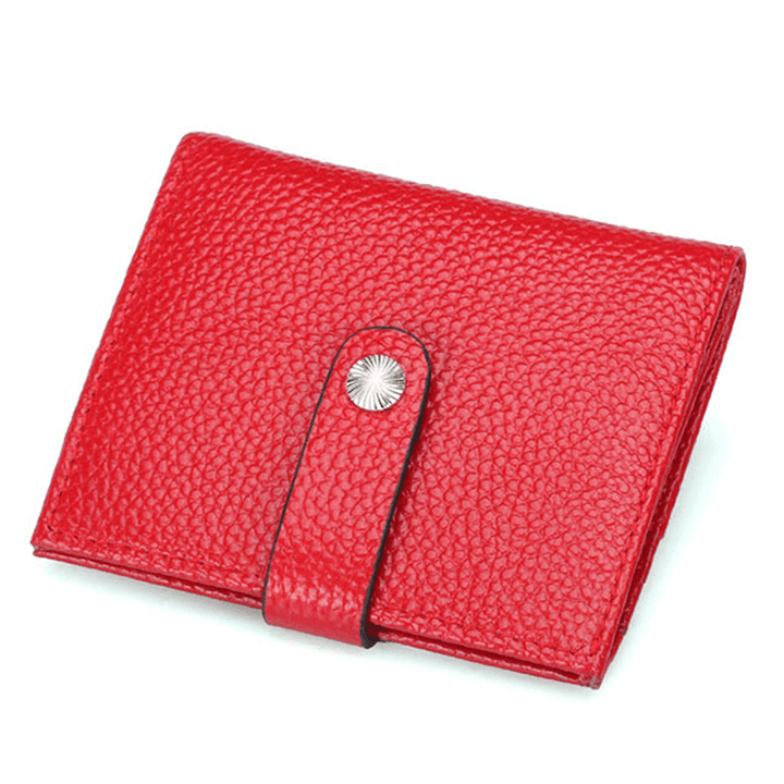 Women Hasp Short Wallets Genuine Leather Purse Card Holder Coin Bags - MRSLM