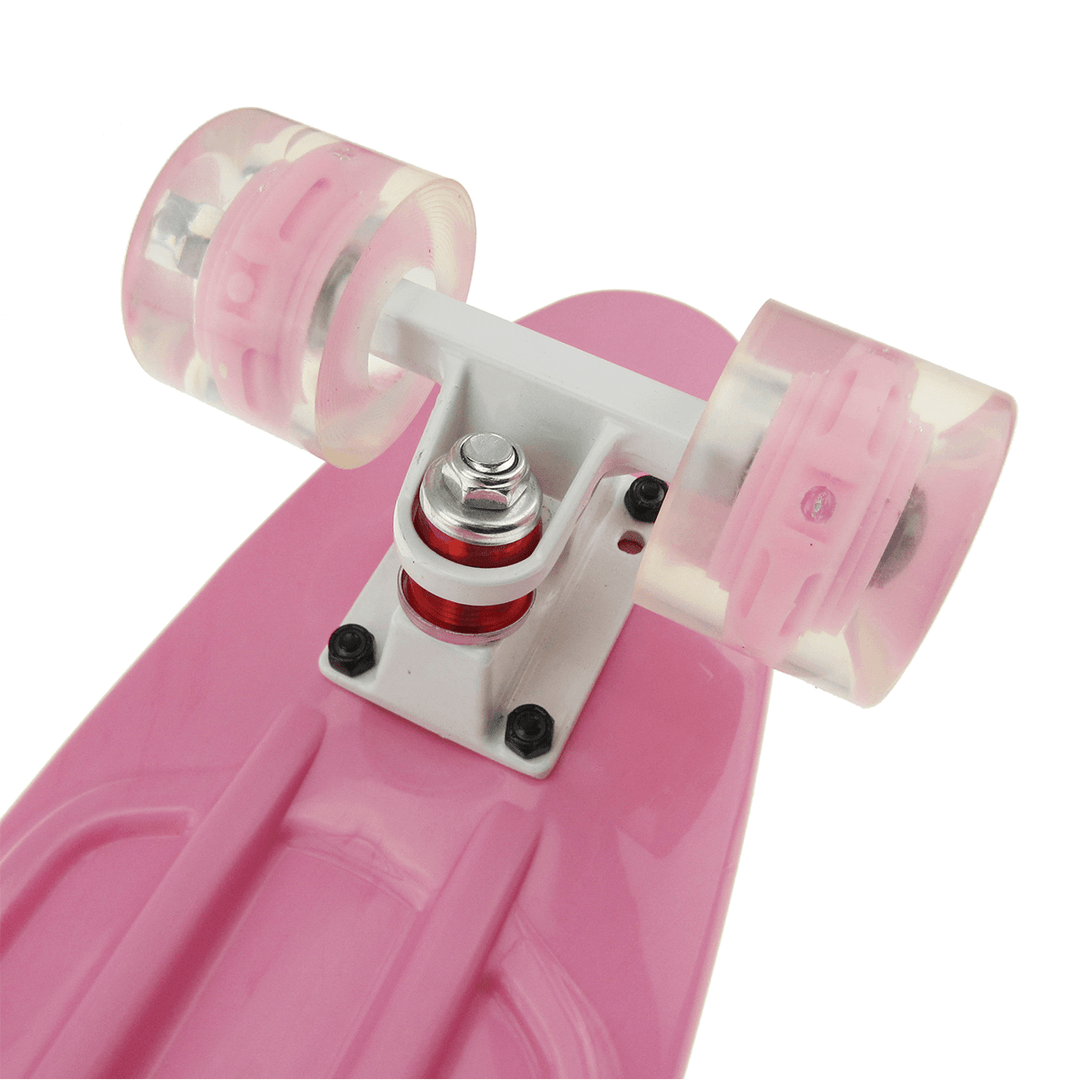 22 Inch Children Skateboard Mini Cruiser Skateboard with LED Flashing Wheels for Beginners Kids Gifts - MRSLM
