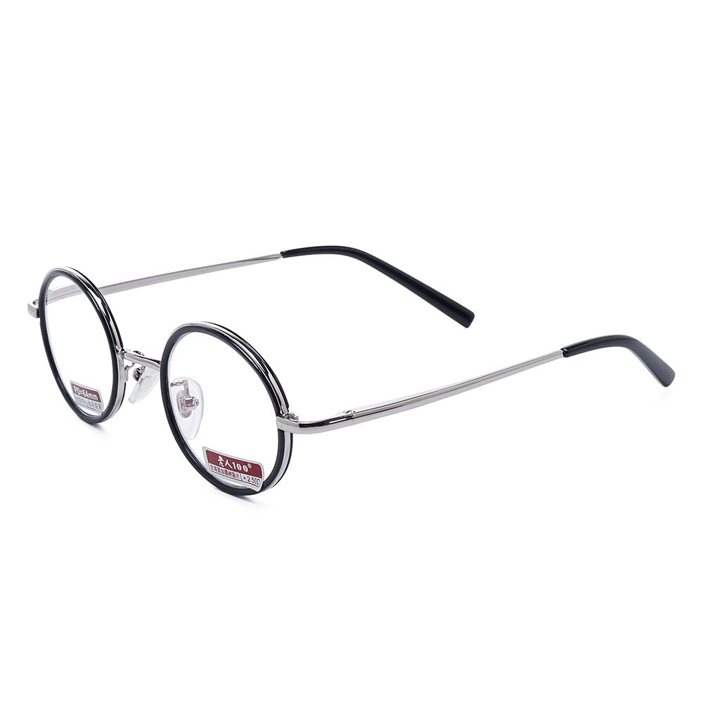 Men Women Retro round Presbyopic Glasses HD Comfortable Reading Glasses with Case - MRSLM