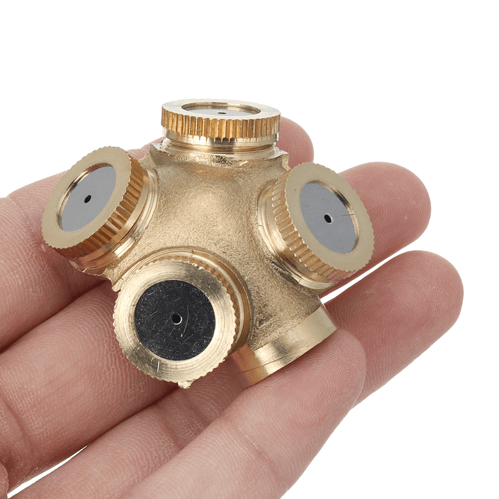 4 Hole Brass Spray Misting Nozzle Garden Sprinkler Irrigation Fitting Adjustable - MRSLM