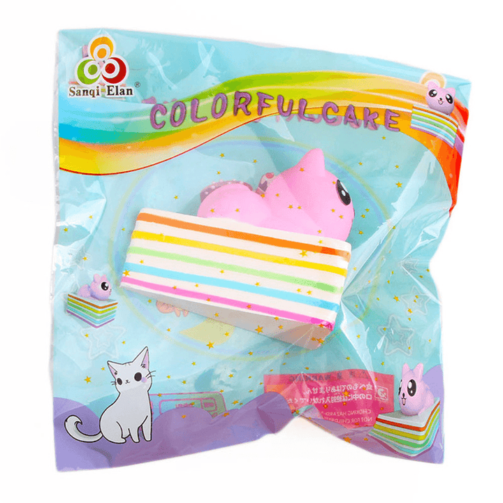 Sanqi Elan Triangle Rainbow Cat Squishy 13*10*10.5CM Licensed Slow Rising with Packaging Collection Gift - MRSLM